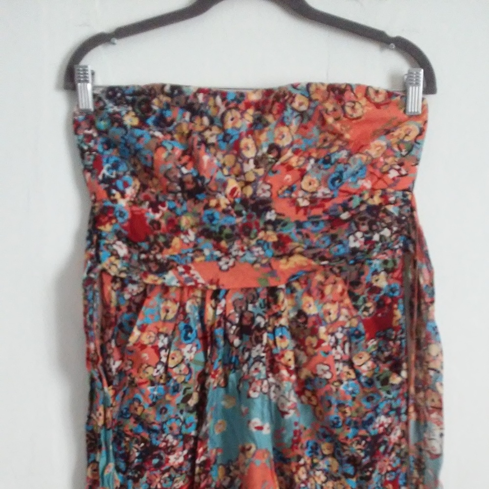 Strapless Floral Dress with Pockets Size M